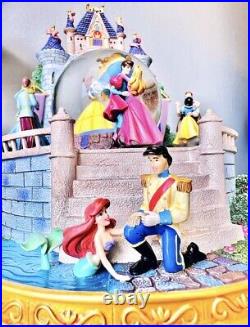 Disney Princess Couples Dancing Royal Ball Castle Musical Snow Globe RARE LARGE