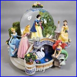 Disney Princess Garden Musical Snow Globe Snow White Belle Cinderella 7 1/4