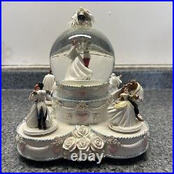 Disney Princess Wedding Cake Musical Rotating Snow Globe READ DESCRIPTION