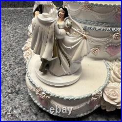 Disney Princess Wedding Cake Musical Rotating Snow Globe READ DESCRIPTION