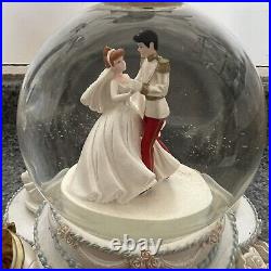 Disney Princess Wedding Cake Musical Rotating Snow Globe READ DESCRIPTION