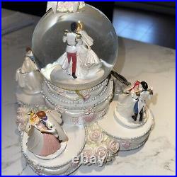 Disney Princess Wedding Cake Musical Rotating Snowglobe Ariel Belle Cinderella