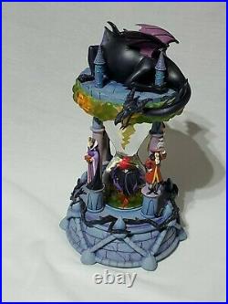 Disney RARE SOUNDS/LightUp Hourglass Snow Globe VILLAINS Maleficent Jafar Ursula