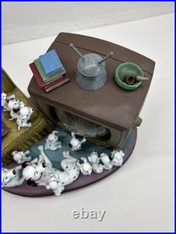 Disney Rare 101 Dalmatians Family Watching Thunderbolt Snow Globe Music Box