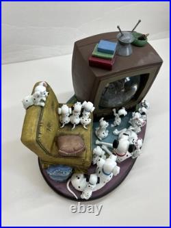 Disney Rare 101 Dalmatians Family Watching Thunderbolt Snow Globe Music Box