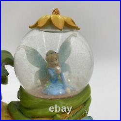 Disney Rare Tinkerbell triple snowglobe Tree-three faeries music box-BEAUTIFUL