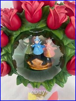 Disney Sleeping Beauty Aurora fairy Rose Bouquet Snow globe statue Collectible