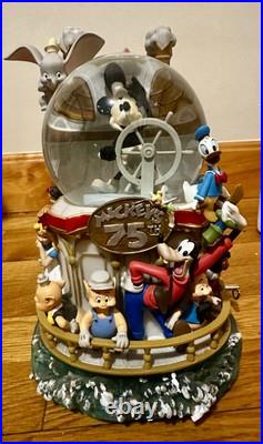 Disney Snow Globe Mickey's 75th Anniversary Steamboat Mickey Mouse March Musical Disney Snow Globe Mickey's 75th Anniversary Steamboat Mickey Mouse March Musical