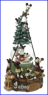 Disney Snow Globe Music Box Seasons Greetings Tree Bell Mickey 75th Anniversary