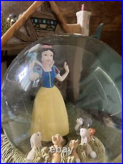 Disney Snow White And The Seven Dwarfs Snow Globe Music Box Mine Train Working