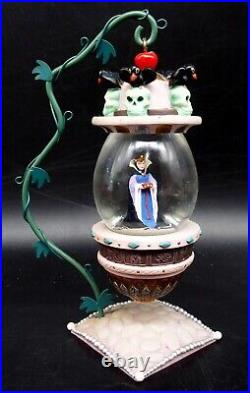 Disney Snow White Evil Queen Hanging Snow Globe Ornament with Vine Stand