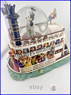 Disney Steamboat Willie Liberty Belle River Boat Mickey Musical Snow globe READ