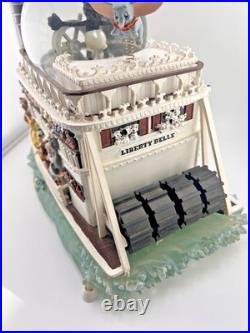 Disney Steamboat Willie Liberty Belle River Boat Mickey Musical Snow globe READ