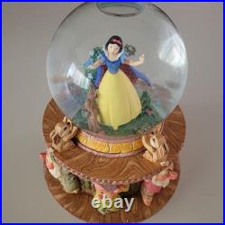 Disney Store 1990's Snow White and The Seven Dwarfs Large Snow Globe & Music Box