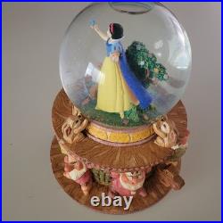 Disney Store 1990's Snow White and The Seven Dwarfs Large Snow Globe & Music Box