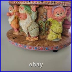Disney Store 1990's Snow White and The Seven Dwarfs Large Snow Globe & Music Box