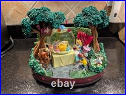 Disney Store Alice In Wonderland Musical Snow Globe Mad Hatter Cheshire Cat