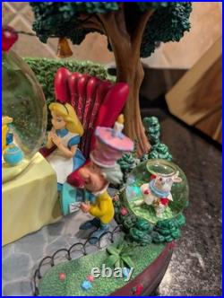 Disney Store Alice In Wonderland Musical Snow Globe Mad Hatter Cheshire Cat