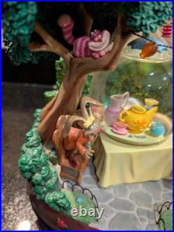 Disney Store Alice In Wonderland Musical Snow Globe Mad Hatter Cheshire Cat