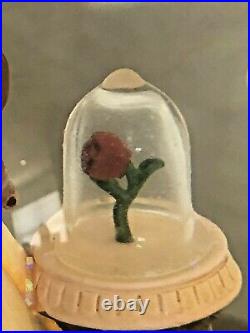Disney Store Beauty & The Beast Musical Snow Globe Belle Rose With Box No Bubble
