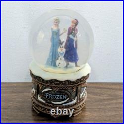Disney Store Frozen Elsa Anna & Olaf Musical Snow Globe LET IT GO Snowglobe VGC