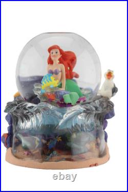 Disney Store Little Mermaid Ariel Musical Snow Globe with Box Flounder Scuttle