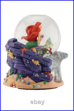 Disney Store Little Mermaid Ariel Musical Snow Globe with Box Flounder Scuttle