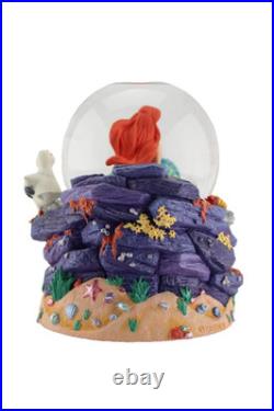 Disney Store Little Mermaid Ariel Musical Snow Globe with Box Flounder Scuttle