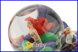 Disney Store Little Mermaid Ariel Musical Snow Globe with Box Flounder Scuttle