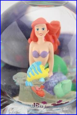 Disney Store Little Mermaid Ariel Musical Snow Globe with Box Flounder Scuttle