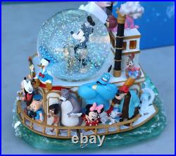 Disney Store Mickey 75th Anniversary Steamboat Ride Musical Mickey Snow Globe