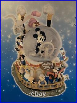 Disney Store Mickey 75th Anniversary Steamboat Ride Snowglobe w Original Box