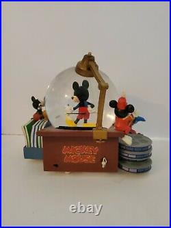 Disney Store Mickey Mouse Through The Years Snow Globe BLOWER & MUSIC Rare READ