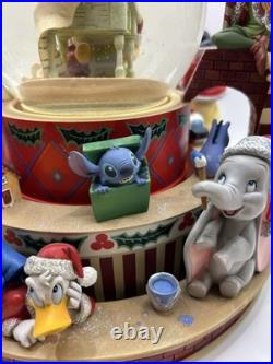 Disney Store Mickey's Holiday Workshop Snow globe With Original Box Tested Works