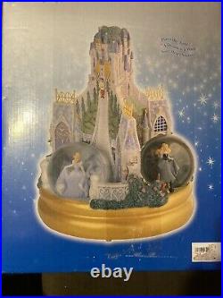 Disney Store RARE Three Globe Multi Princess Rotating Snow globe