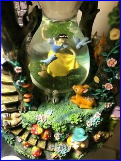 Disney Store Snow White & Seven Dwarfs Hourglass Snow Globe With Lights & Sound