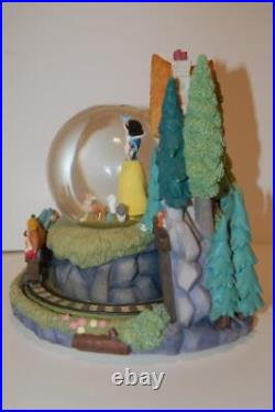 Disney Store Snow White & the Seven Dwarves Cottage/Mine Cart Train Snow Globe