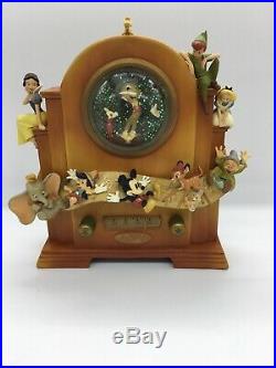 Disney Store Vintage Radio Snow globe With Box Mickey Dumbo & More Lights Up Rare