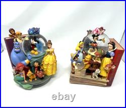Disney Store Wonderful World of Disney Set of 2 Book End Snow Globes HandPainted Disney Store Wonderful World of Disney Set of 2 Book End Snow Globes HandPainted