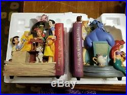 Disney THROUGH THE YEARS Musical Snowglobe Bookends SET IN BOX Vol 1 and 2 WORKS