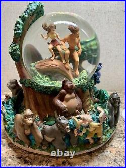 Disney Tarzan and Jane Jungle Theme Two Worlds Rotating Musical Glass Snow Globe