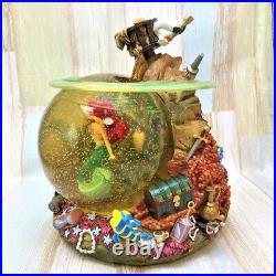 Disney The Little Mermaid Ariel Sebastian Snow Globe Music box Used F/S