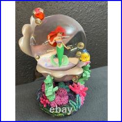 Disney The Little Mermaid Ariel Snow Globe Shell Coral Reef Flounder Sebastian