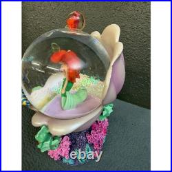 Disney The Little Mermaid Ariel Snow Globe Shell Coral Reef Flounder Sebastian