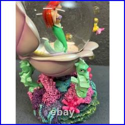 Disney The Little Mermaid Ariel Snow Globe Shell Coral Reef Flounder Sebastian