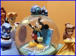Disney Through Years Mickey Aladdin Lilo Stitch Ariel Bookend Water Snow Globe