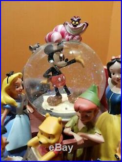 Disney Through Years Mickey Pinocchio Snow White Bambi Bookend Water Snow Globe