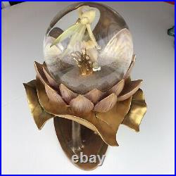 Disney Tinker Bell 50th Anniversary Snow Globe Water Lily Gold Glitter