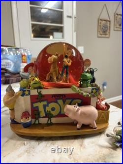 Disney Toy Story Andy's Toys Musical Snow Globe Woody Buzz Rex Hamm Rare