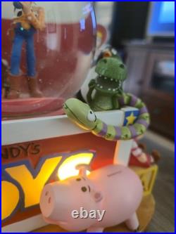 Disney Toy Story Andy's Toys Musical Snow Globe Woody Buzz Rex Hamm Rare